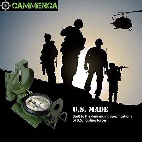 Cammenga Official US Military Tritium Lensatic Compass, Accurate Waterproof Hand Held Compasses with Pouch for Hiking Camping Navigation Survival Backpacking Orienteering