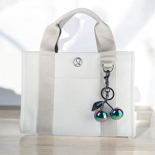 Psychedelic Glitter Cherry Bag Charm with Key Ring & Clip - Cute Women's Purse Accessory