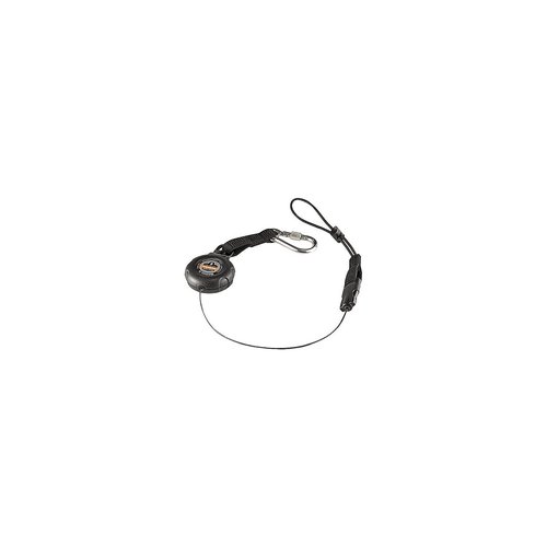 Ergodyne Squids 3001 Retractable Tool Lanyard with Carabiner Mount and Loop Attachment End, Tool Weight Capacity 2 lbs,Black