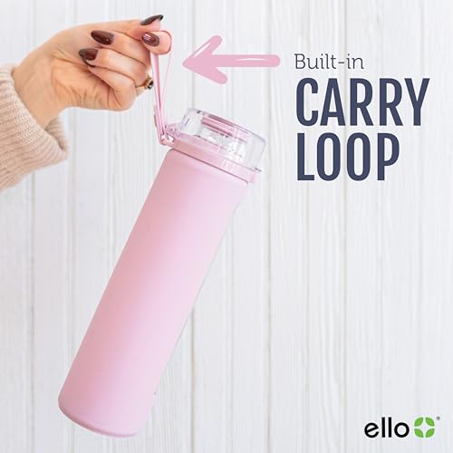 Ello Syndicate 20oz Glass Water Bottle with Flip Lid & Silicone Sleeve - Tech Blue
