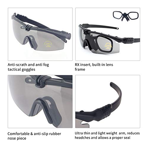 Black Sports Goggles with Anti-Fog Glasses and 3 Interchangeable Lenses - ToopMount