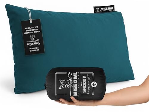 Camping Pillow Memory Foam Travel Pillow for Airplane & Outdoor Use - Green, Medium