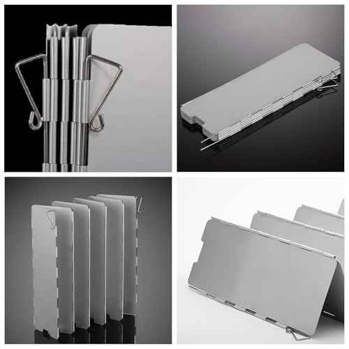 Outdoor Stove Windscreen Ultra light Aluminum foldable Camping Stove Windshield with Carrying bag for Butane Stoves Picnic (8 Plates)