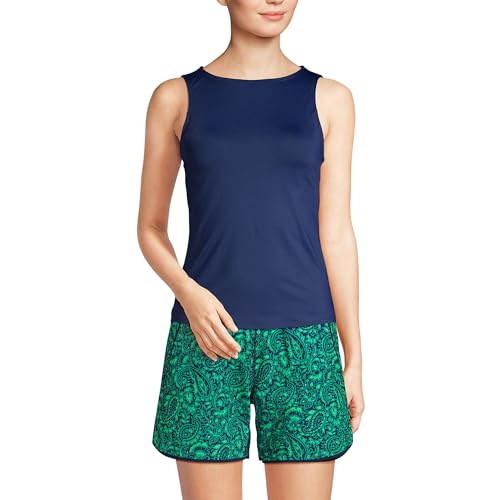 Lands' End Women's High Neck UPF 50 Modest Tankini Top Swimsuit