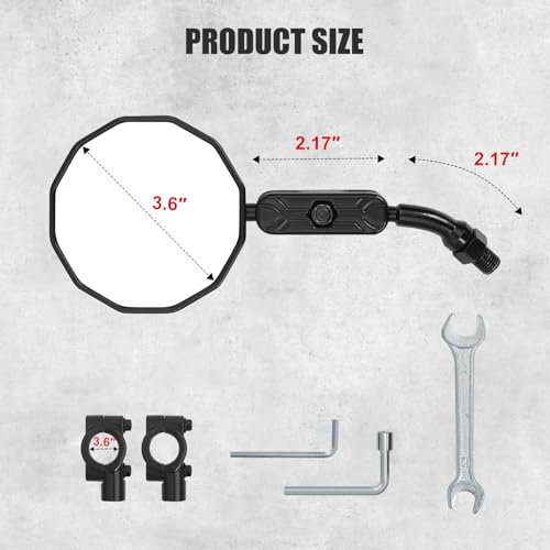 Bike Mirrors for Handlebar E-Bike Scooter Motorcycle 2 Pack - Wide-Angle