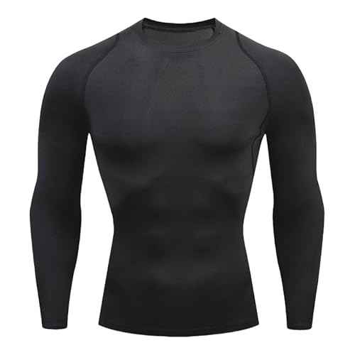 Men's Compression Shirt Long Sleeve Athletic Sports Shirt Quick-Drying Breathable Running Shirt for Fitness