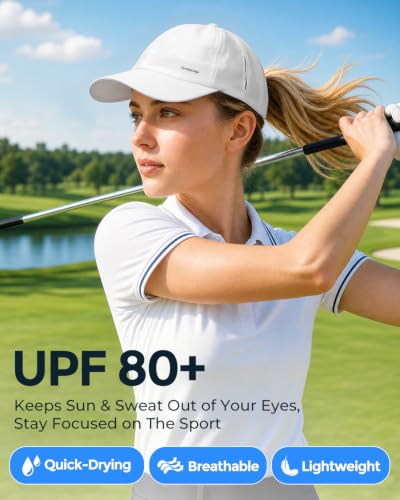 Large White Sun Protection Baseball Cap for Men Women UPF 80+ Breathable Quick-Dry Hat