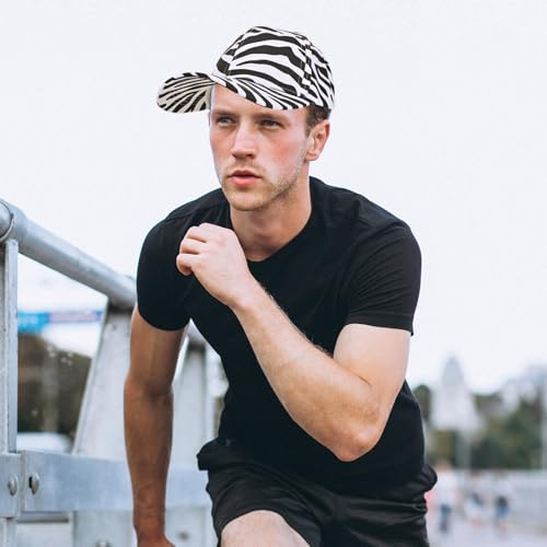 Unisex Adjustable Washed Cotton Baseball Cap - White Zebra Print, Summer Hat