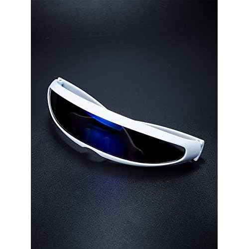 4 Pairs Futuristic Narrow Cyclops Sunglasses Robot Space Costume Color Mirrored Lens