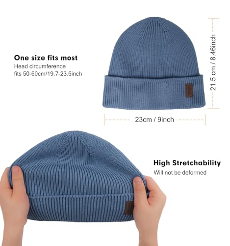 Winter Beanie Hat for Men Women - Soft Warm Fleece Lined Knit Cap - One Size Blue