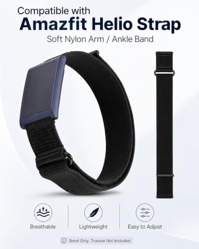 Breathable Nylon Bicep & Ankle Strap for Amazfit Helio - Black, 38cm