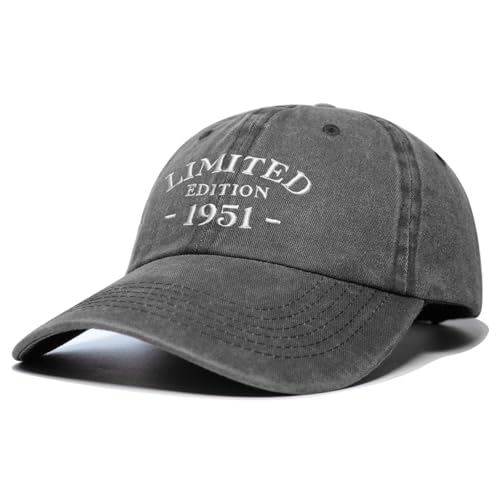 75th Birthday Gift Baseball Cap - Washed Cotton Embroidered Adjustable Grey A