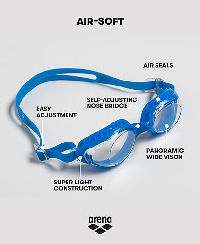 Unisex Swim Goggles Anti-Fog Light Comfort Blue Clear - Air-Soft Design