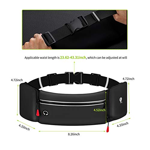 Hydration Running Belt for Women Men Black with Foldable Water Bottle Holder
