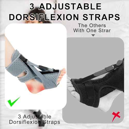 Plantar Fasciitis Night Splint,Upgrade 3 Adjustable Plantar Fasciitis Relief Brace,Adjustable Aluminum Bar Inside,for Pain Relief Fasciitis,Achilles Tendonitis,Foot Drop with Women Men