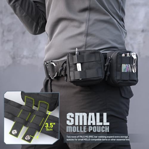 Black 2 Pack Small Molle Pouch Mini Tactical EDC Belt Organizer