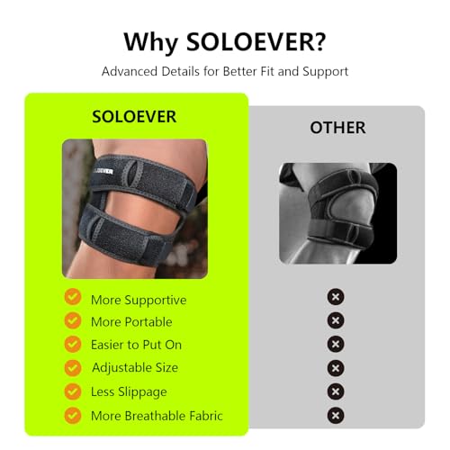 Patella Knee Brace with Side Stabilizers for Men & Women, Adjustable Patellar Tendon Support Strap for Knee Pain, Knee Strap for Running, Meniscus Tear, Arthritis, Tendonitis, Injury Recovery (Black, One Size)