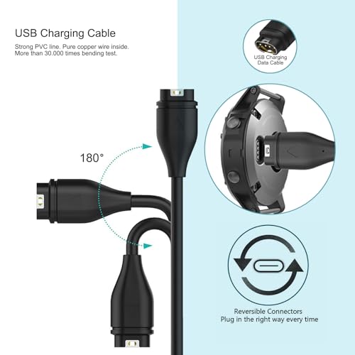 2 Pack Garmin Smartwatch Charging Cables for Fenix, Forerunner, Venu, Vivoactive