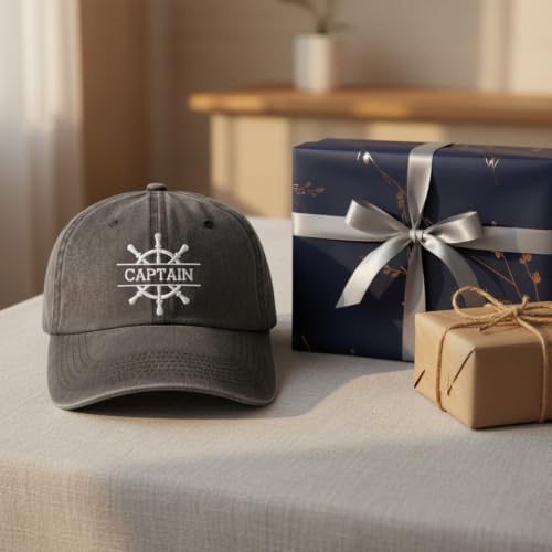 Boat Captain Hat for Men - Grey Boating Gift for Boat Owners, Husband, Dad