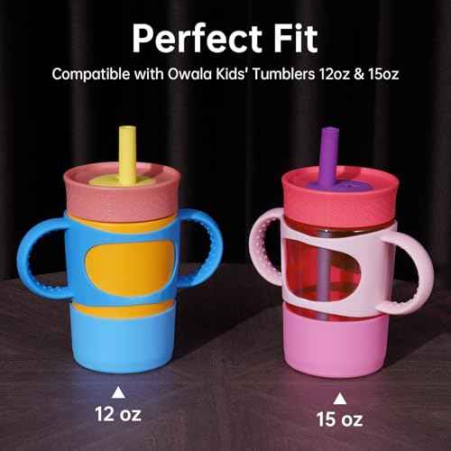 NiHome Silicone Double Handle & Boot Fit for Owala Kids¡¯ Tumbler Zak Kelso Tumbler 12oz 15oz, Easy to Install for Toddlers to Grip & Train, Shock-Absorbing Bottom Sleeve Drop Protection (Blue)