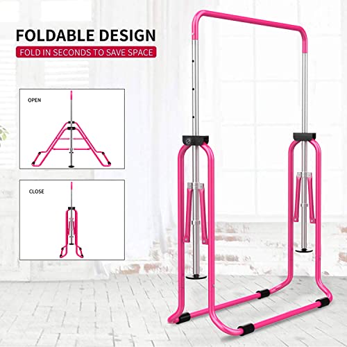 Tepemccu Expandable Gymnastics Bars, Adjustable Height Gymnastic Horizontal Bars, Children Folding Training Bar for Kids