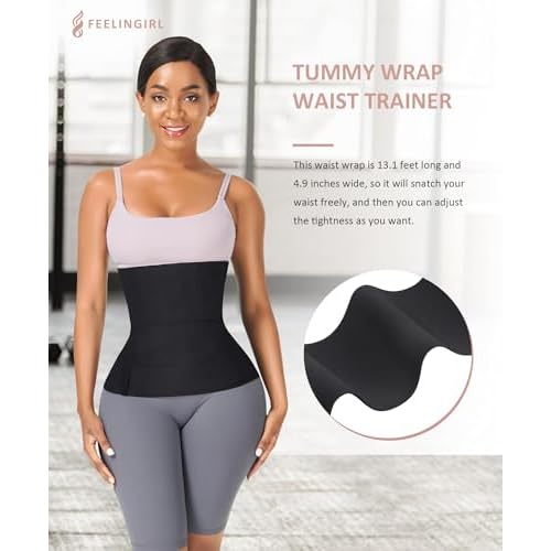 FeelinGirl Waist Trainer for Women Bandage Wrap Trimmer Belt Long Torso Tummy Wraps Belly Body Shaper Waist Trimmer Belt