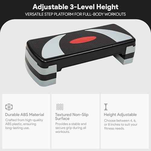 BalanceFrom Aerobic Step Platform Trainer with Adjustable 3-Level Risers, 400 Pound Weight Capacity ? Non-Slip Exercise Stepper for Cardio, Strength, and Fitness Workouts at Home or Gym