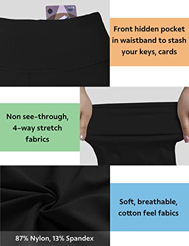 Women’s Tummy Control Yoga Pants with Pockets - Straight Leg, 35" Inseam, XX-Large, Black