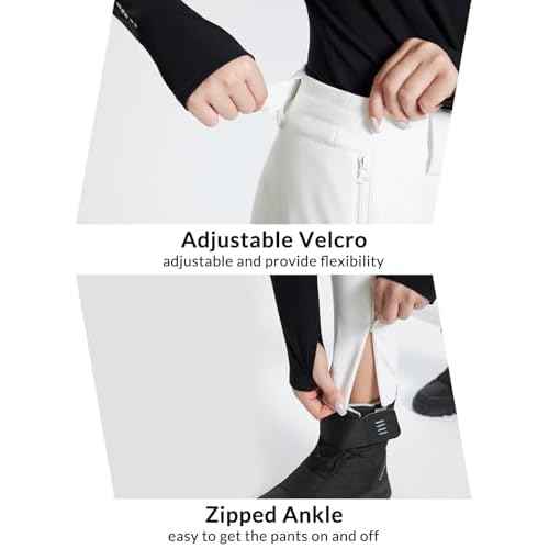 baleaf Women's Fleece Lined Snow Ski Pants Waterproof Windproof Softshell Insulated Slim Thermal Pants Zipper Bottom Leg