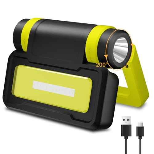 LED Work Light, Rechargeable Flashlight with COB Magnetic Lights, 1000LM Portable Light, 200¡ÆFoldable, 5+3 Modes, Waterproof Handheld Flashlights for Camping, Home, Car Repair, Emergency, Fishing