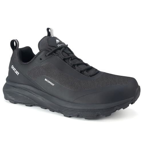 Men's Waterproof Hiking Shoes Lightweight Breathable Anti Slip Outdoor Shoes - 10.5 Black