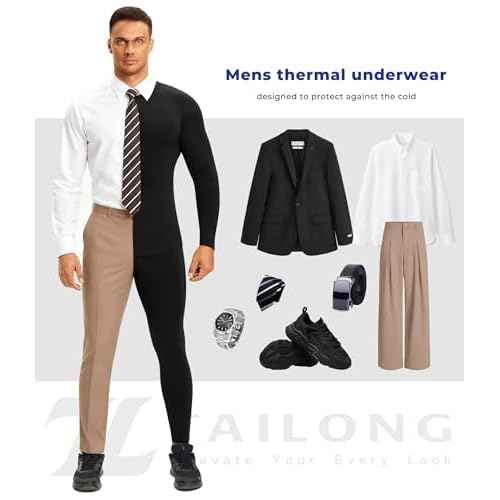 TAILONG Thermal Underwear for Men - Long Johns with Fleece Lined Base Layer Cold Weather Hunting Gear Top Bottom