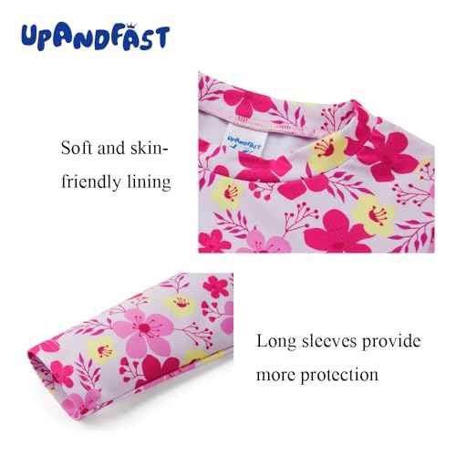 upandfast Girls Rash Guard Set Long Sleeve Two Piece Swimsuit with UPF 50+ Sun Protection for Girls 3-8 Years