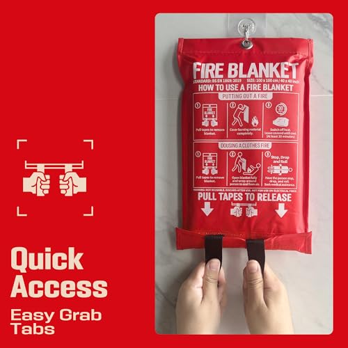 2-Pack Emergency Fire Blanket 40x40 Inches Fire Suppression for Kitchen Garage Car Camping