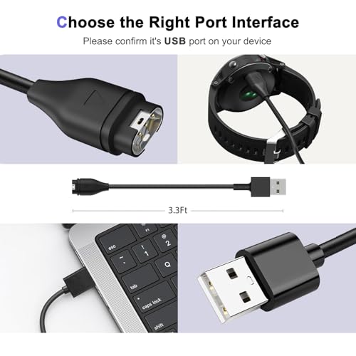 2 Pack Garmin Smartwatch Charging Cables for Fenix, Forerunner, Venu, Vivoactive