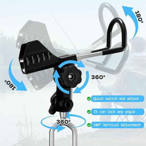Black Fishing Rod Holder for Ground 2 Pack - Adjustable, Portable, Durable