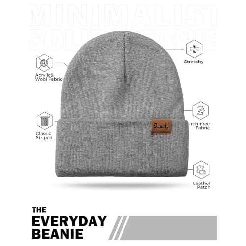 Beanie Hats for Men Women Knit Winter Hat, Warm Skull Stocking Cap, Striped Snow Hat Heated Cuffed Beanie