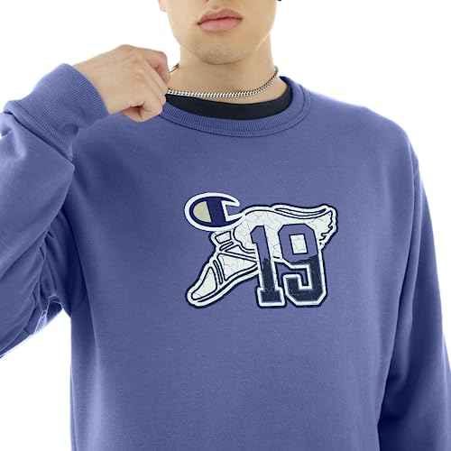 Champion Men's Powerblend Fleece Crew, Block Outline