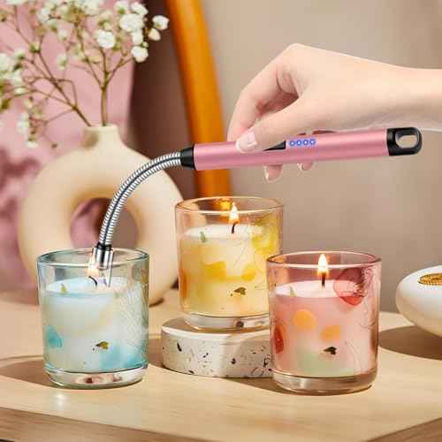 LcFun 3 Pack Candle Lighter Windproof Electric Arc Lighters with 360¡Æ Flexible Neck & Safety Lock, Christmas Stocking Stuffers Gifts, USB Rechargeable Flameless Long Matches for Candle Grill BBQ