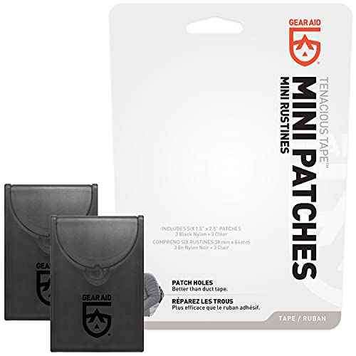 GEAR AID Tenacious Tape Mini Patches with Peel-and-Stick Adhesive Repairs Holes and Tears in Winter Gear, Down Puffer Jackets, Sleeping Bags, Tents and Rain Gear
