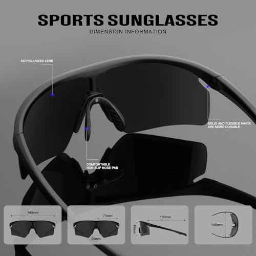Polarized Sport-Sunglasses-Men Cycling Sunglasses: Running Sun Glasses UV Protection Golf Fishing 3packs