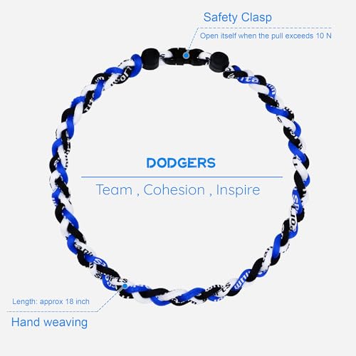 Baseball Rope Necklaces, League Team Colors Braided Necklace, Baseball Team Gifts