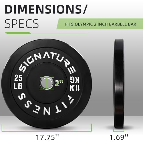 Fitvids Olympic Barbell 2-Inch Rubber Bumper Plate Weight Set for Strength Training, Multiple Options