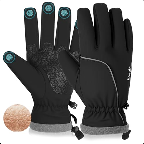 Winter Gloves for Men & Women - Waterproof Touchscreen Thermal Gloves Black Large