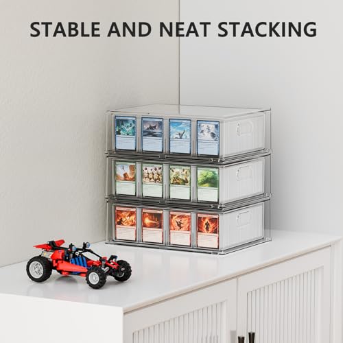 Large Clear Trading Card Storage Box with Drawer - Holds 3200 Cards, Organizer for Collectibles - Variation 1