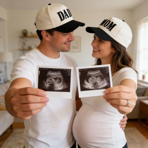 Mom and Dad Matching Trucker Hats - Black Dad and Mom Hat Set for New Parents - One Size