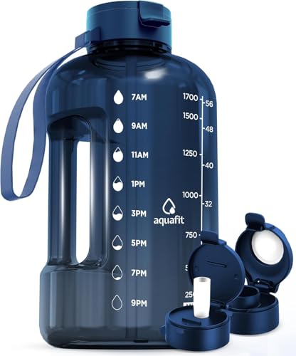 AQUAFIT 64 Oz Half Gallon Water Bottle with Time Marker - Nebula Variation