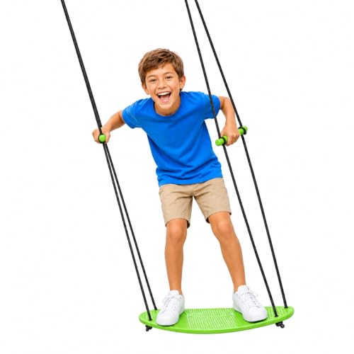 Green Stand Up Tree Swing for Kids - Surfing Tree Swing with 24-Inch Board & UV Rope