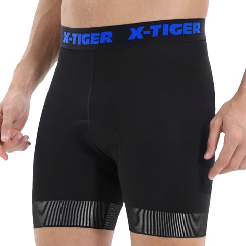 X-TIGER Cycling Underwear Mens Bike Shorts 5D Padded Mountain Biking with Anti-Slip Leg - Blackblue, X-Large