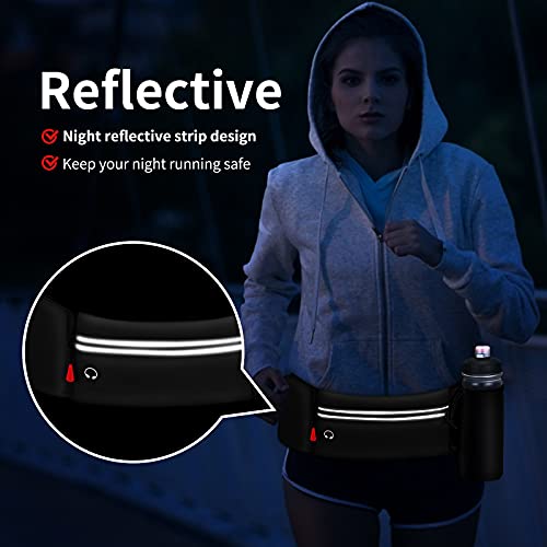 Hydration Running Belt for Women Men Black with Foldable Water Bottle Holder